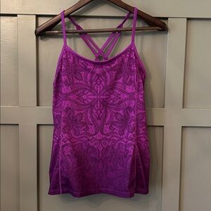Athleta Printed Harmonious Cami Tank Top Yoga Workout Pink Purple Size Medium